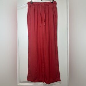 Old Navy High Rise Wide Leg Linen Blend Coral Pant W/ Drawstring Women’s Size XS